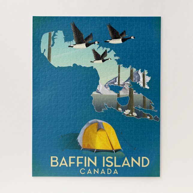 Puzzle carte de l'île de Baffin affiche de voyage Canada (Vertical)