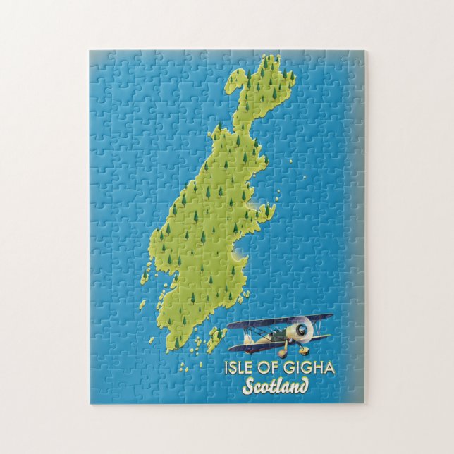 Puzzle Carte de l'île de Gigha en Écosse (Vertical)