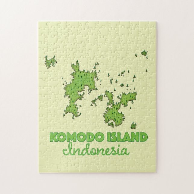Puzzle Carte de l'île de Komodo Indonésie (Vertical)