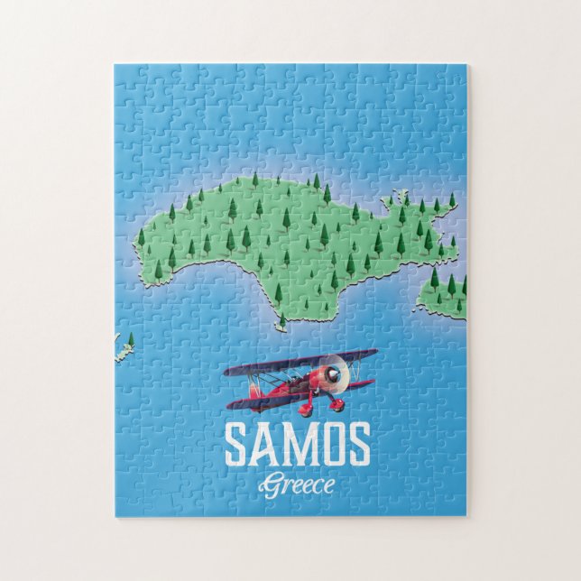 Puzzle Carte de l'île grecque de Samos (Vertical)