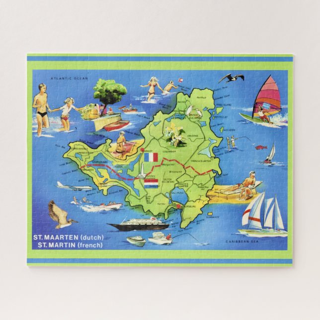 Puzzle Carte de l'île Saint-Martin 16x20  (Horizontal)