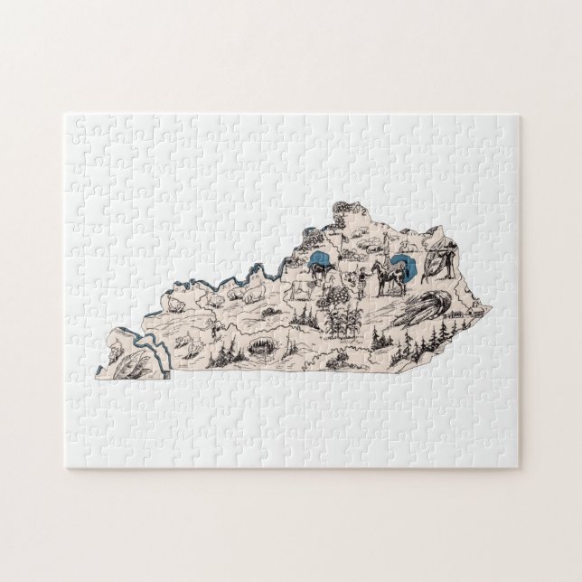 Puzzle Carte de l'image Vintage du Kentucky en forme de K (Horizontal)