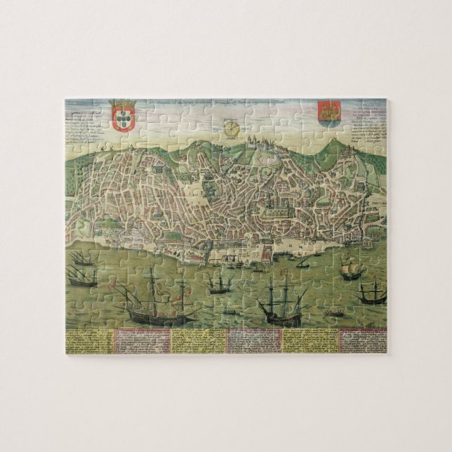 Puzzle Carte de Lisbonne, de "Civitates Orbis Terrarum" (Horizontal)