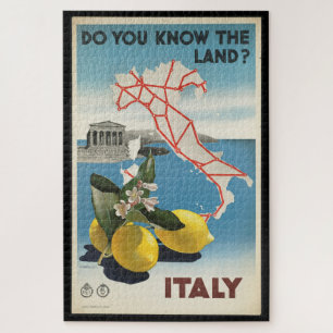 Puzzle Carte de l'Italie Vintage voyage avec citrons