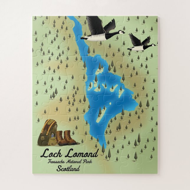 Puzzle carte de Loch Lomond, Trossachs, Écosse (Vertical)
