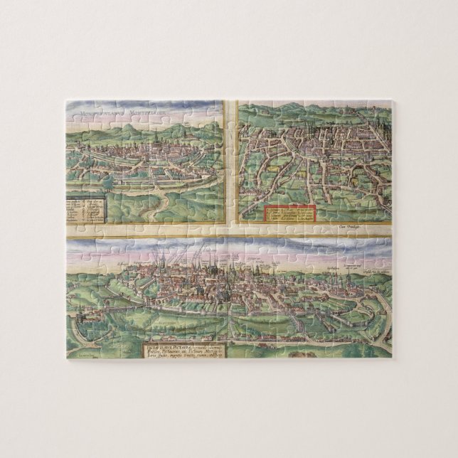 Puzzle Carte de Montpellier, visites, et de Poitiers, de (Horizontal)