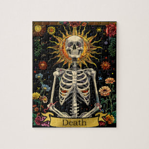Puzzle Carte de mort de tarot Gothique sorcière Crâne & F