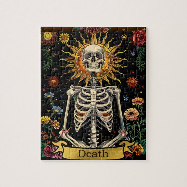 Puzzle Carte de mort de tarot Gothique sorcière Crâne & F (Vertical)