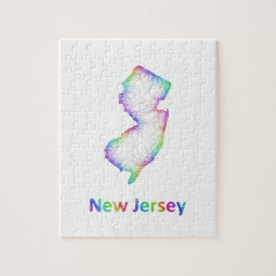 Puzzle Carte de New Jersey d'arc-en-ciel