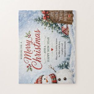 Puzzle Carte de Noël mignonne de bonhomme de neige