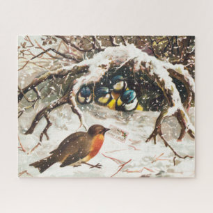 Puzzle Carte de Noël vintage de l'ère victorienne, Oiseau
