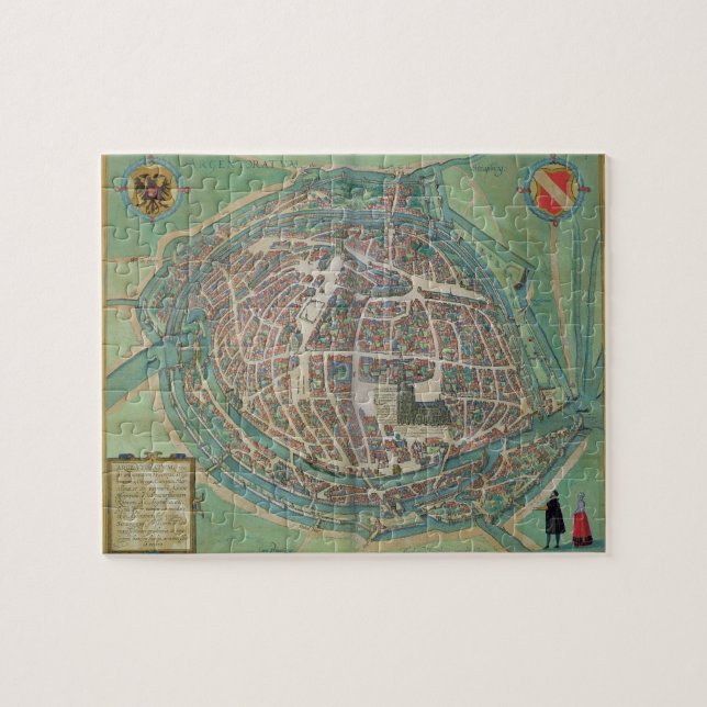 Puzzle Carte de Strasbourg, de 'Civitates Orbis Terrarum (Horizontal)