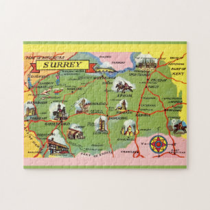 Puzzle Carte de Surrey Angleterre 11x14