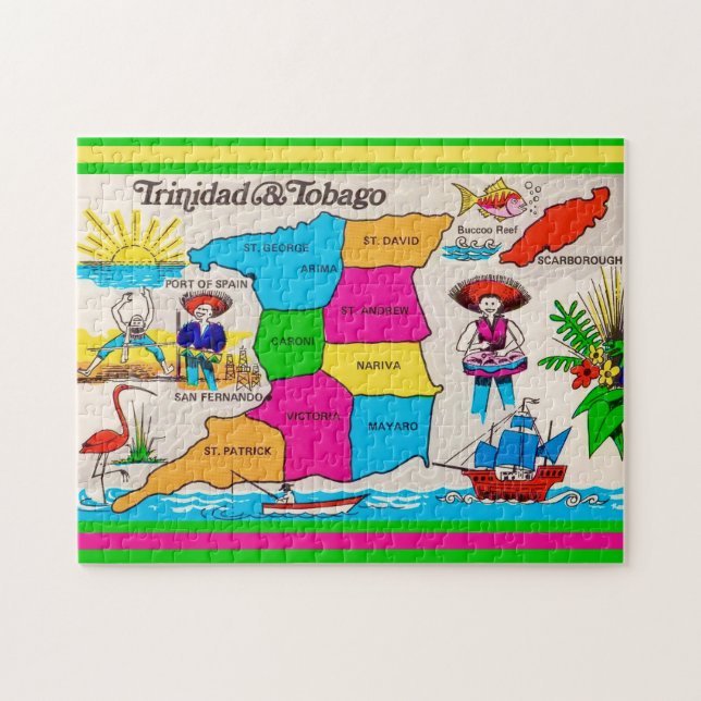 Puzzle Carte de Trinité-et-Tobago 11x14 (Horizontal)