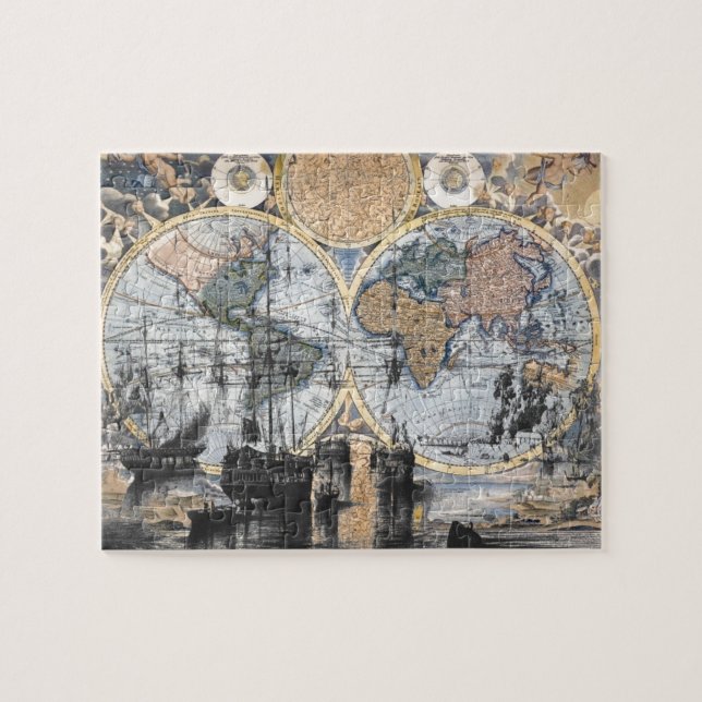 Puzzle Carte de Vieux Monde - à la mer (Horizontal)