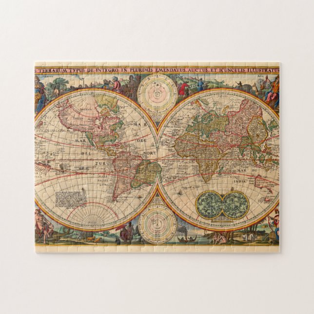 Puzzle Carte de Vieux Monde par Nicolaas Visscher (Horizontal)