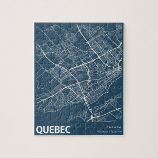 Puzzle Carte de ville minimaliste de Québec en bleu