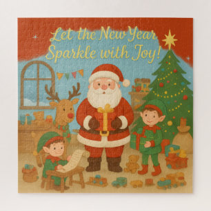 Puzzle Carte de vœux de Noël et Nouvel An avec un joli Pè