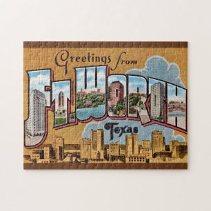 Puzzle Carte de vœux vintage Fort Worth TX 