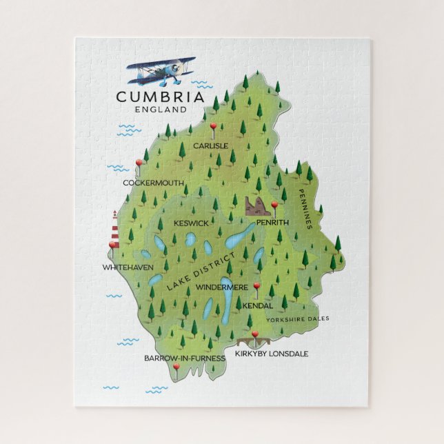 Puzzle Carte de voyage Cumbria Angleterre poster de voyag (Vertical)