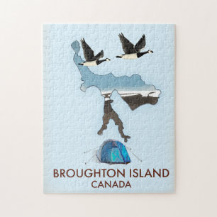 Puzzle carte de voyage de l'île Broughton Canada