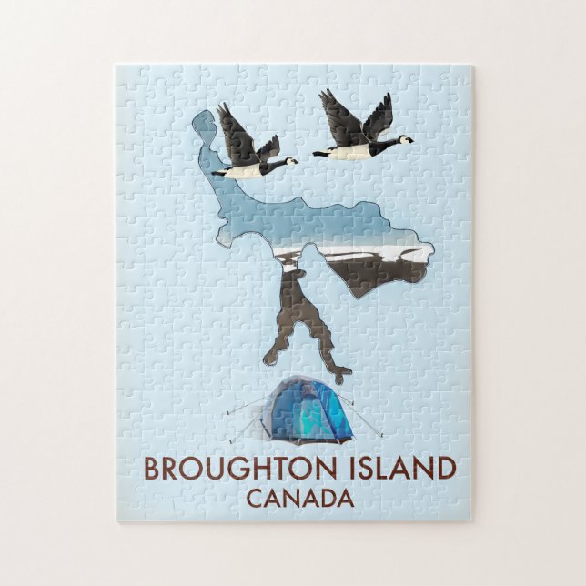 Puzzle carte de voyage de l'île Broughton Canada (Vertical)