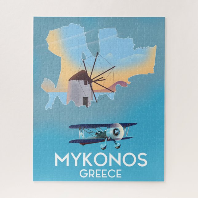 Puzzle Carte de voyage de Mykonos Grèce (Vertical)