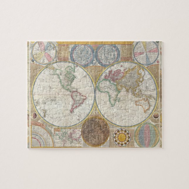 Puzzle Carte de voyage du monde Antique Vintage (Horizontal)
