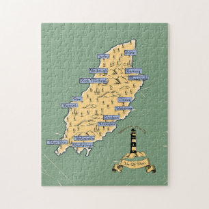 Puzzle Carte de voyage illustrée de l'île de Man