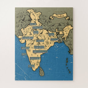 Puzzle Carte de voyage illustrée de l'Inde
