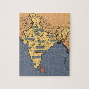 Puzzle Carte de voyage illustrée de l'Inde