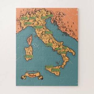 Puzzle Carte de Voyage Illustrée De L'Italie