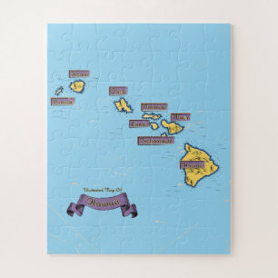 Puzzle Carte de voyage illustrée d'Hawaii