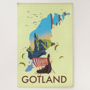 Puzzle carte de voyage Viking de la mer Baltique Gotland