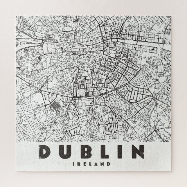Puzzle Carte de voyage vintage de Dublin Irlande (Vertical)