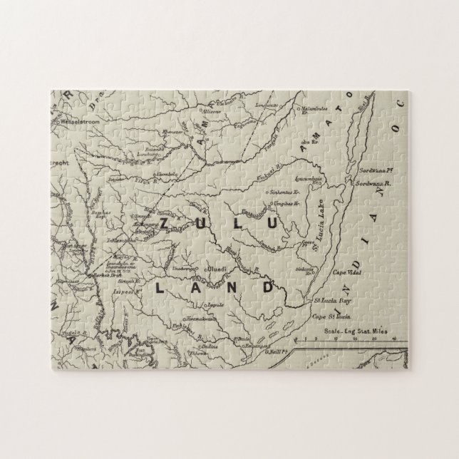 Puzzle Carte de Zululand avec les frontières contiguës (Horizontal)