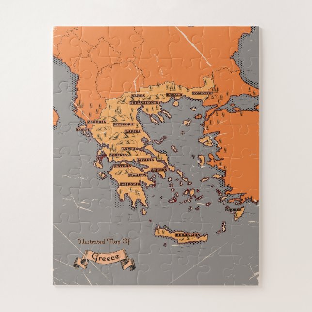 Puzzle Carte des anciens comtés de Grèce (Vertical)