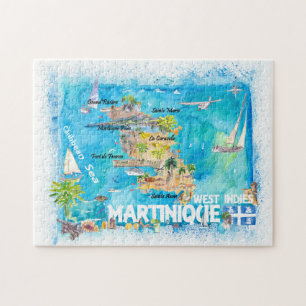 Puzzle Carte des Antilles martiniquaises illustrée