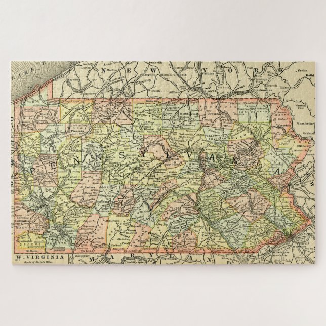 Puzzle Carte des antiquités de Pennsylvanie (Horizontal)