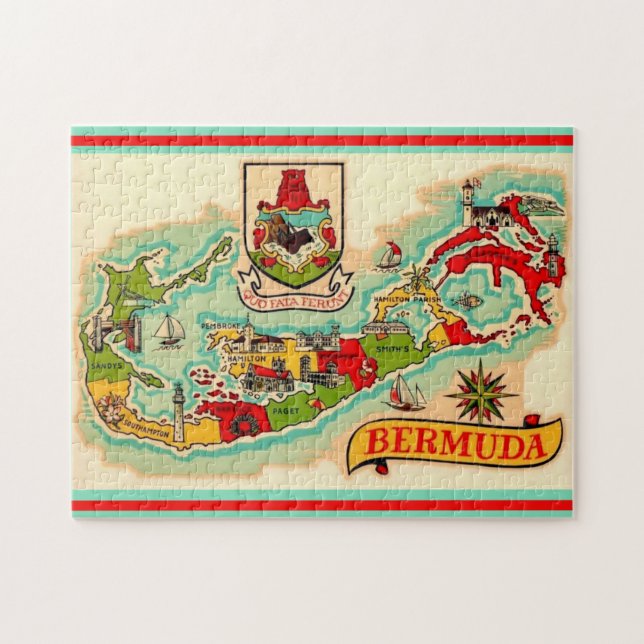 Puzzle Carte des Bermudes classiques 11x14 (Horizontal)