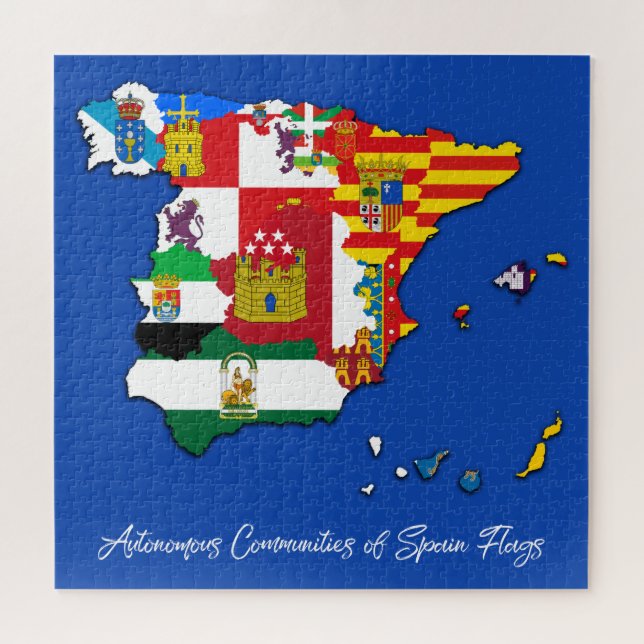 Puzzle Carte des drapeaux des communautés autonomes espag (Horizontal)