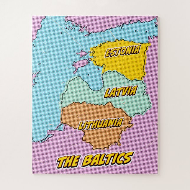 Puzzle Carte des États baltes illustrées par l'art popula (Vertical)