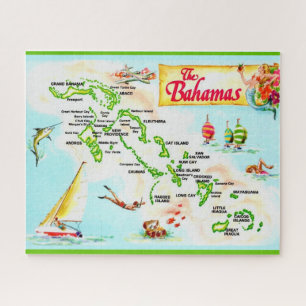 Puzzle Carte des îles Bahama vintages