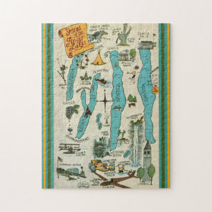 Puzzle Carte des lacs vintages de Doigts