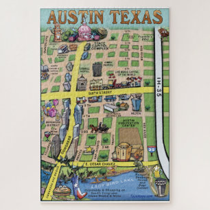 Puzzle Carte des loisirs du centre-ville d'Austin Texas