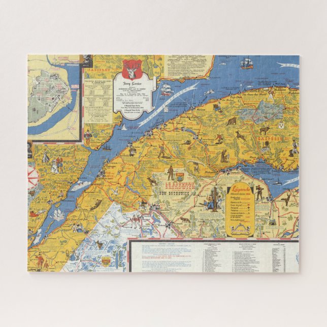 Puzzle Carte des Vacanes, Québec, Gaspésie (Canada) (Horizontal)