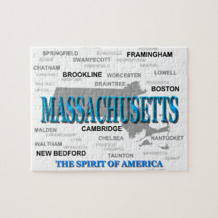 Puzzle Carte des villes et villes du Massachusetts State