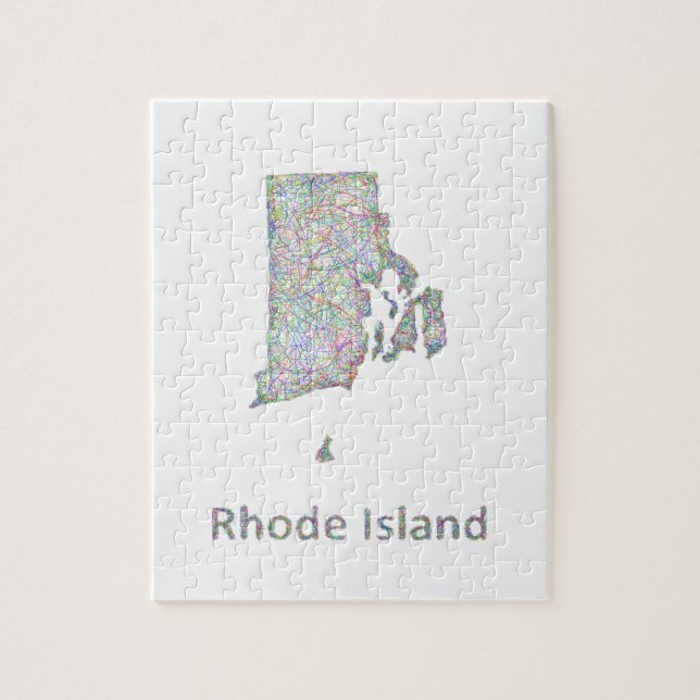 Puzzle Carte d'Île de Rhode (Vertical)
