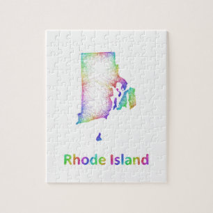 Puzzle Carte d'Île de Rhode d'arc-en-ciel