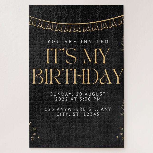 Puzzle carte d'invitation d'anniversaire (Vertical)